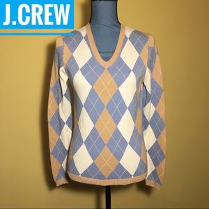 J.Crew Women’s V-neck Lightweight Argyle Sweater🛍